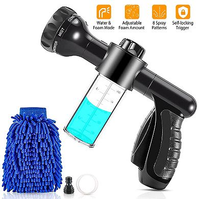 8in1 Foam Garden Hose Nozzle Soap Sprayer High Pressure Foam Cannon
