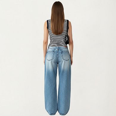 Striped Sleeveless Knit Tank Top with Button Front Crew Neck