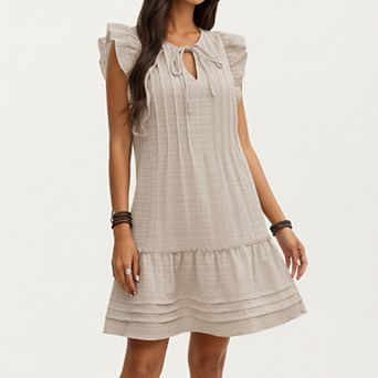 Sleeveless Ruffle Mini Dress with Tie Neck Detail and Tiered Hem
