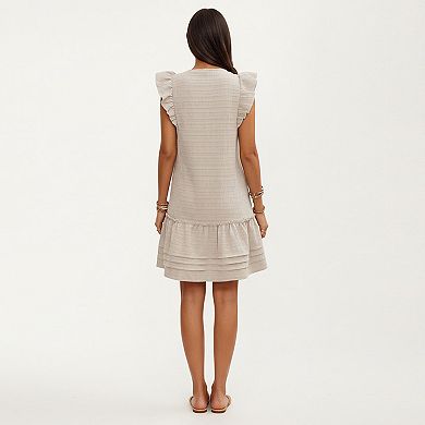 Sleeveless Ruffle Mini Dress with Tie Neck Detail and Tiered Hem