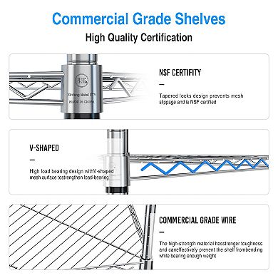 6-Tier Heavy Duty Corner Shelf,NSF Certification Metal Storage Rack ...