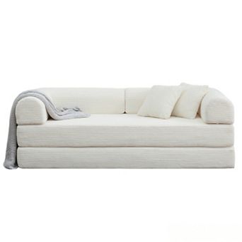 78" Convertible Floor Sofa Bed, 5-in-1 Foldable Mattress Couch with Bolster Pillows, No Assembly