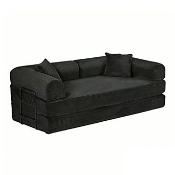 78" Convertible Floor Sofa Bed, 5-in-1 Foldable Mattress Couch with Bolster Pillows, No Assembly