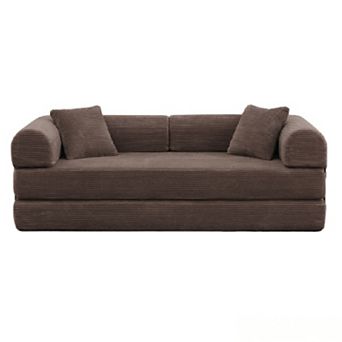 78" Convertible Floor Sofa Bed, 5-in-1 Foldable Mattress Couch with Bolster Pillows, No Assembly