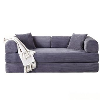 78" Convertible Floor Sofa Bed, 5-in-1 Foldable Mattress Couch with Bolster Pillows, No Assembly