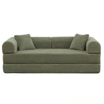 CEWOR 78" Convertible Sofa Bed, 5-in-1 Corduroy Foldable Compressed Sofa ,No Assembly