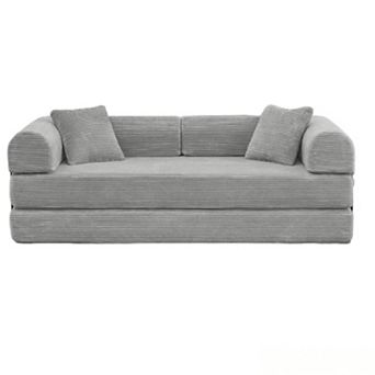 78" Convertible Floor Sofa Bed, 5-in-1 Foldable Mattress Couch with Bolster Pillows, No Assembly