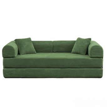 78" Convertible Floor Sofa Bed, 5-in-1 Foldable Mattress Couch with Bolster Pillows, No Assembly