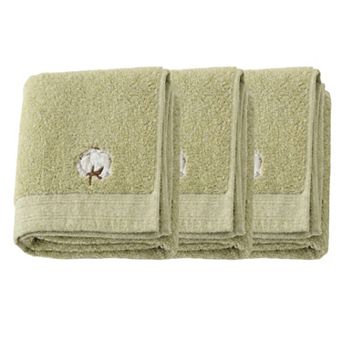 3 Pack Cotton Hand Towels Soft Absorbent Terry Towels with Embroidered Detail