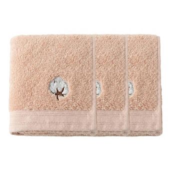3 Pack Cotton Hand Towels Soft Absorbent Terry Towels with Embroidered Detail
