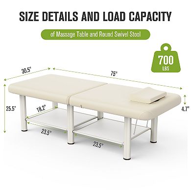 CEWOR Portable Foldable Massage Table - Adjustable Back, Metal Frame, 6 Circular Legs, Segmented