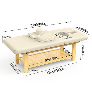 CEWOR Beechwood Massage Table with Chest Opening & PU Leather
