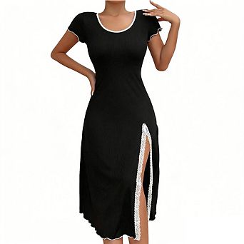 Women' Summer Midi Dress Side Split Short Sleeve Dress Casual & Daily Wear