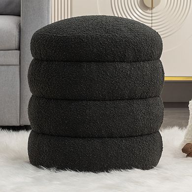 GOODSILO Soft Velvet Round Ottoman Footrest Stool for Living Room