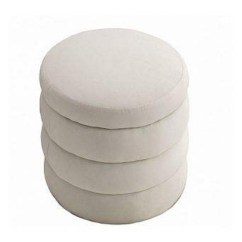 GOODSILO Soft Velvet Round Ottoman Footrest Stool for Living Room