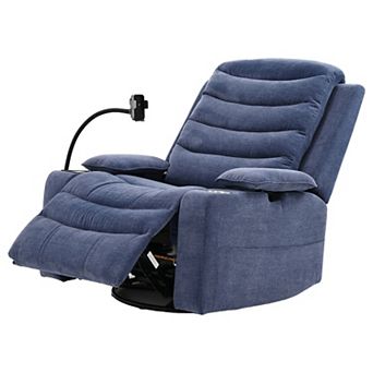 CEWOR Power Swivel Recliner Chair with Heat, Smart Cup Holder & Adjustable Arms,PU Leather
