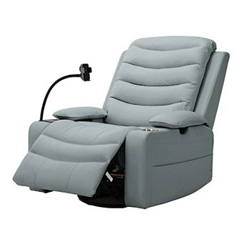 CEWOR Power Swivel Recliner with Heated Lumbar Support, Smart Temperature Cup Holder Adjustable Arms