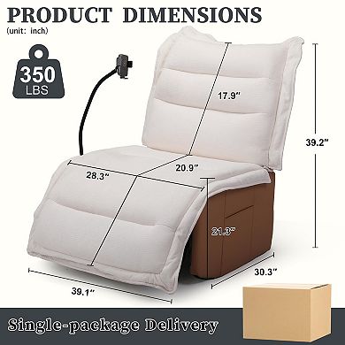 CEWOR Electric Recliner with Wireless Charging Holder & Remote Control Adjustment, Chenille Fabric
