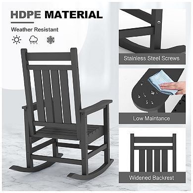 1 Piece Outdoor Rocking Chair, All-Weather Patio Rocking Chairs for ...
