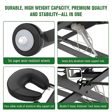 CEWOR Electric Massage Table, Height Adjustable with Remote & Mobile Base for Salon & Clinic