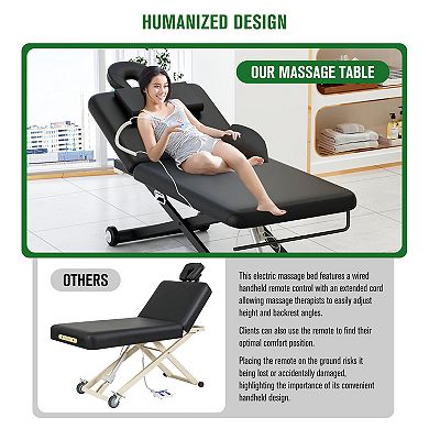 CEWOR Electric Massage Table, Height Adjustable with Remote & Mobile Base for Salon & Clinic