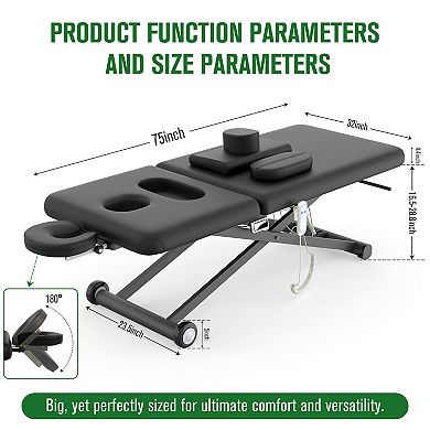 CEWOR Electric Massage Table, Height Adjustable with Remote & Mobile Base for Salon & Clinic