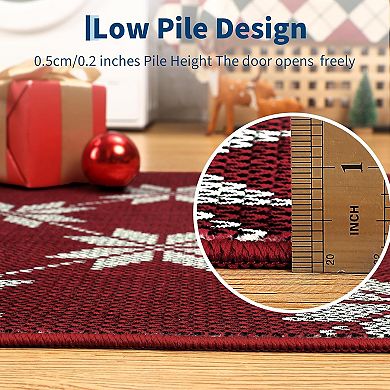 Christmas Area Rug Non Slip Low Pile Machine Washable Carpet for Holiday Decor Geometric Rugs
