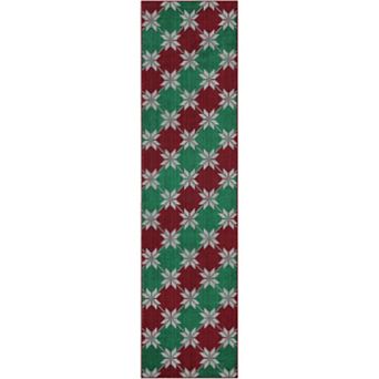 Christmas Area Rug Non Slip Low Pile Machine Washable Carpet for Holiday Decor Geometric Rugs