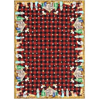 Christmas Rug,Washable Rug for Livingroom Soft Low-Pile Non-Shedding Checkered Print Holiday Carpet