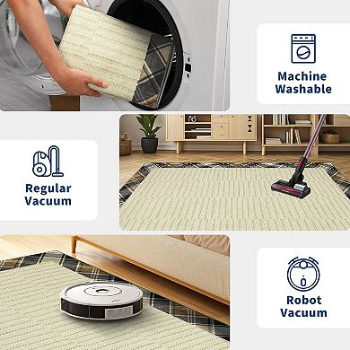 Washable Non-Slip Rug for Living Room,Modern Soft Low Pile Carpet,Thin Contemporary Accent Throw Rug