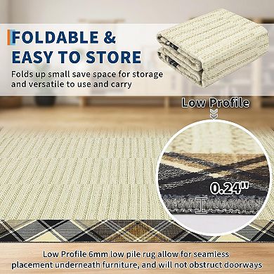 Washable Non-Slip Rug for Living Room,Modern Soft Low Pile Carpet,Thin Contemporary Accent Throw Rug