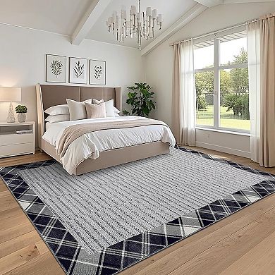 Washable Non-Slip Rug for Living Room,Modern Soft Low Pile Carpet,Thin Contemporary Accent Throw Rug