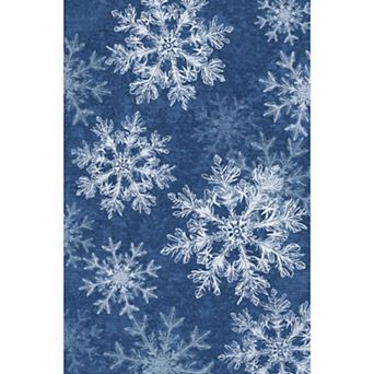 Christmas Washable, Area Rugs Non Slip Living Room Rug, Snowflake Soft Xmas Decor for Nursery Office