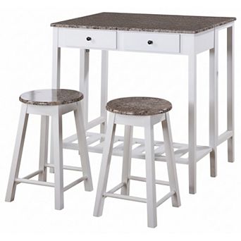 Kings Brand Furniture Pub Table Set Dining Table and 2 Stools