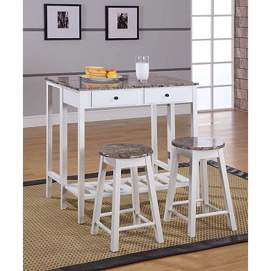 Kings Brand Furniture Pub Table Set Dining Table and 2 Stools