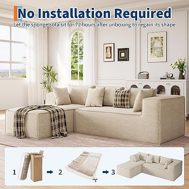 Modular Sectional Couches for Living Room, Deep Seat, 106.7 in Modular L-Shape Sofa with Chaise