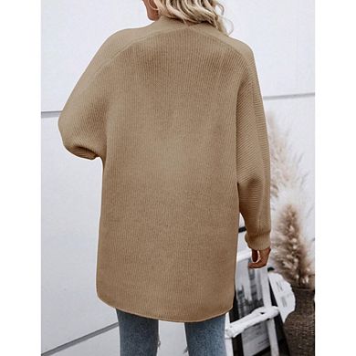 Oversized Cardigans for Women Lapel Collar Causal Open Front Batwing Sleeve Long Cardigan Sweaters