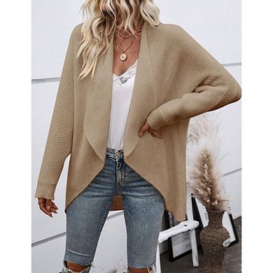 Oversized Cardigans for Women Lapel Collar Causal Open Front Batwing Sleeve Long Cardigan Sweaters
