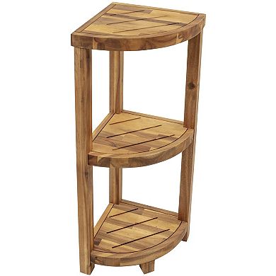eHemco 3 Tier Solid Hardwood Bathroom Corner Shelf, Natural Oiled Finish