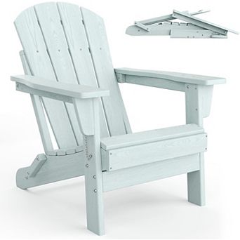 Folding Adirondack Chairs, HDPE Wood Texture Chairs for Patio Garden Pool Beach, 380lbs Capacity