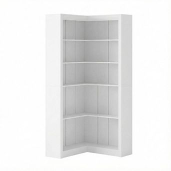 Farmhouse Tall Corner Bookshelf L-Shaped Bookshelf Modern Industrial Display Storage Shelves