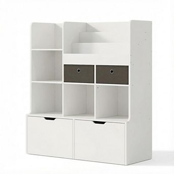 Toy Storage Organizer Kids Bookshelf Drawers Modern Bookcase Cubbies Floor Storage Cabinet