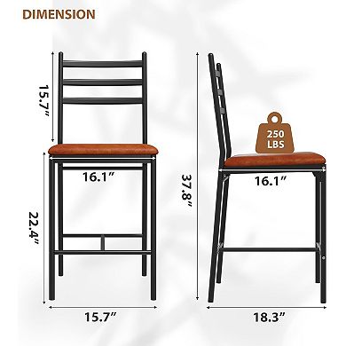 Bar Stools Set of 2, Modern Upholstered Metal Stools for Kitchen Island Home Bar Bedroom