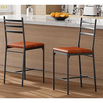 Bar Stools Set of 2, Modern Upholstered Metal Stools for Kitchen Island Home Bar Bedroom