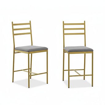 Bar Stools Set of 2, Modern Upholstered Metal Stools for Kitchen Island Home Bar Bedroom