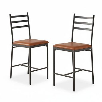 Bar Stools Set of 2, Modern Upholstered Metal Stools for Kitchen Island Home Bar Bedroom