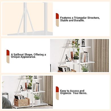 Ladder Bookshelf a-Shaped Corner Shelf Stand Free Standing Bookcase Shelf Storage Rack Organizer
