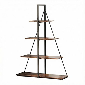 Ladder Bookshelf a-Shaped Corner Shelf Stand Free Standing Bookcase Shelf Storage Rack Organizer