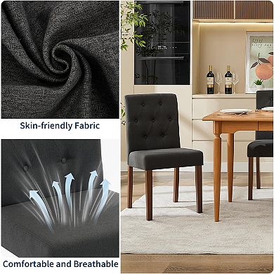 Modern Dining Chairs, Upholstered Linen Parsons Chairs for Kitchen Dining Room Cafe