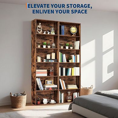 Industrial Bookcase Rustic Wood Bookshelf